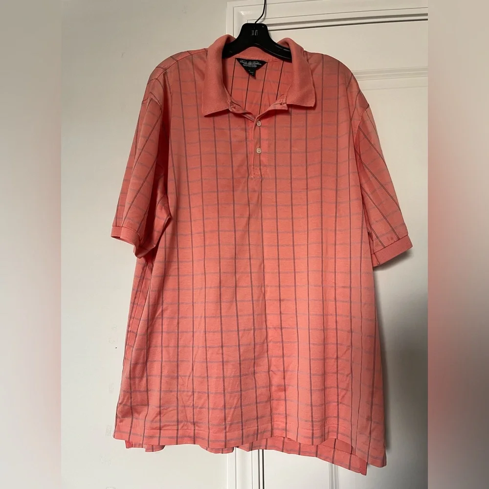 Brooks Brothers Performance Knit Polo Shirt Sz XL 100% Cotton Windowpane Casual